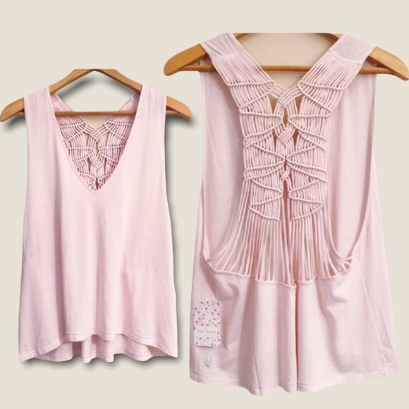 FREE PEOPLE Wilder Macrame Racerback Tank BNWT - Picture 2 of 13